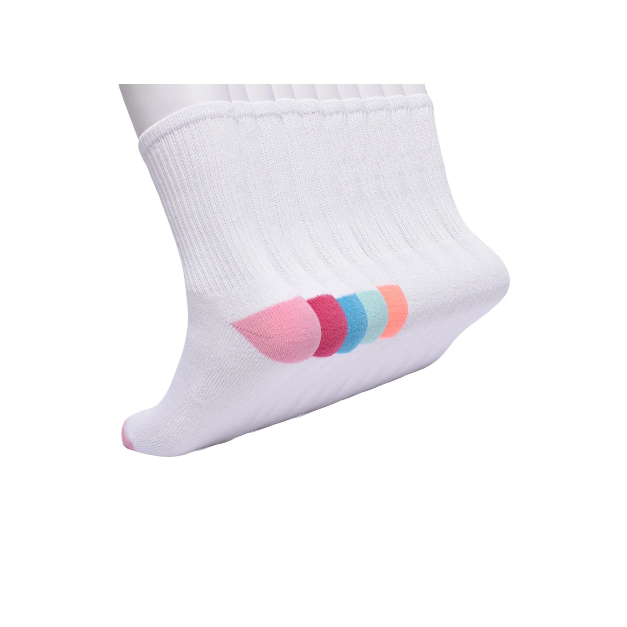 Girls Cushioned Crew Socks, 10-Pack, Sizes S (6-10.5) - L (4-10)