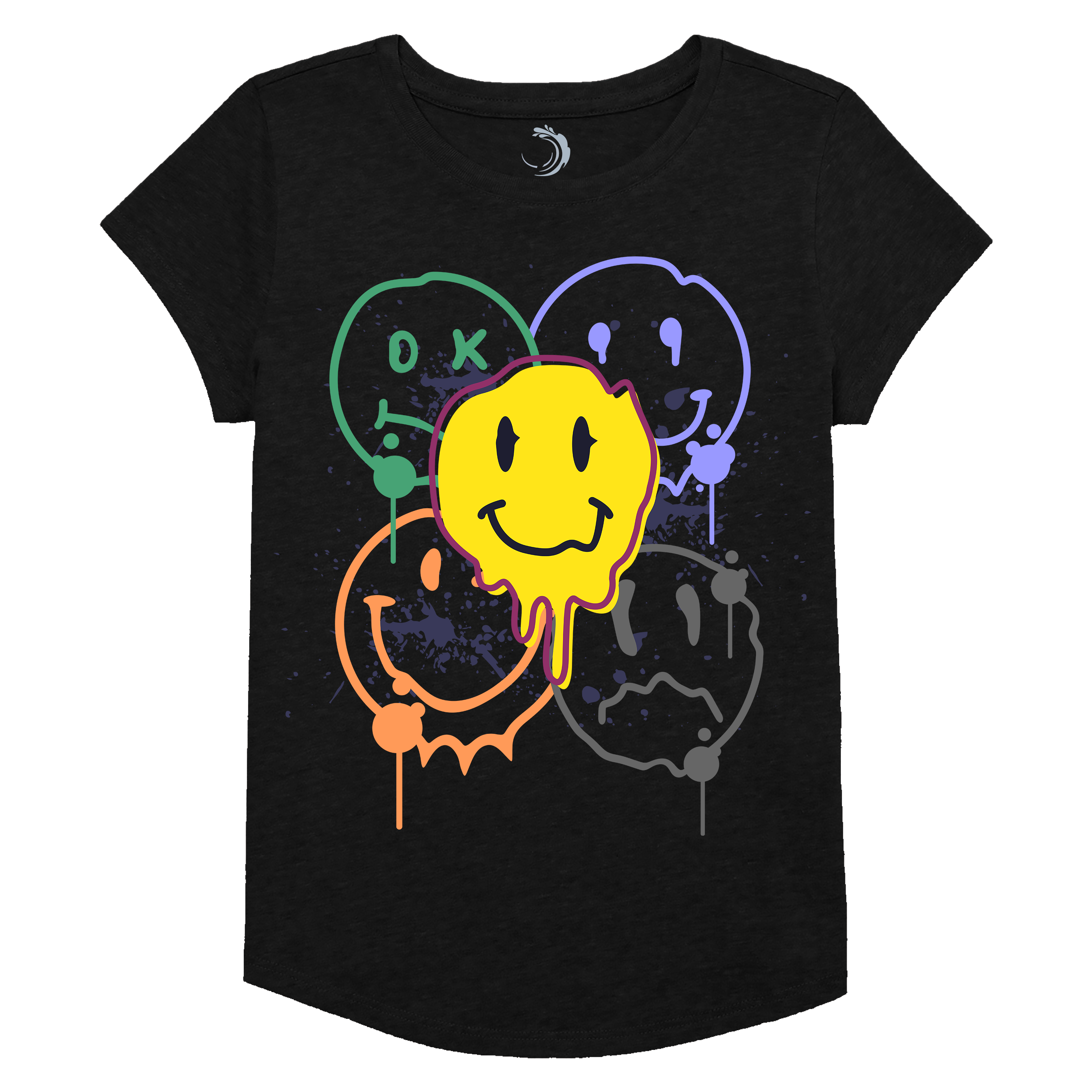 Girls Smiley Face Short Sleeve T-Shirt