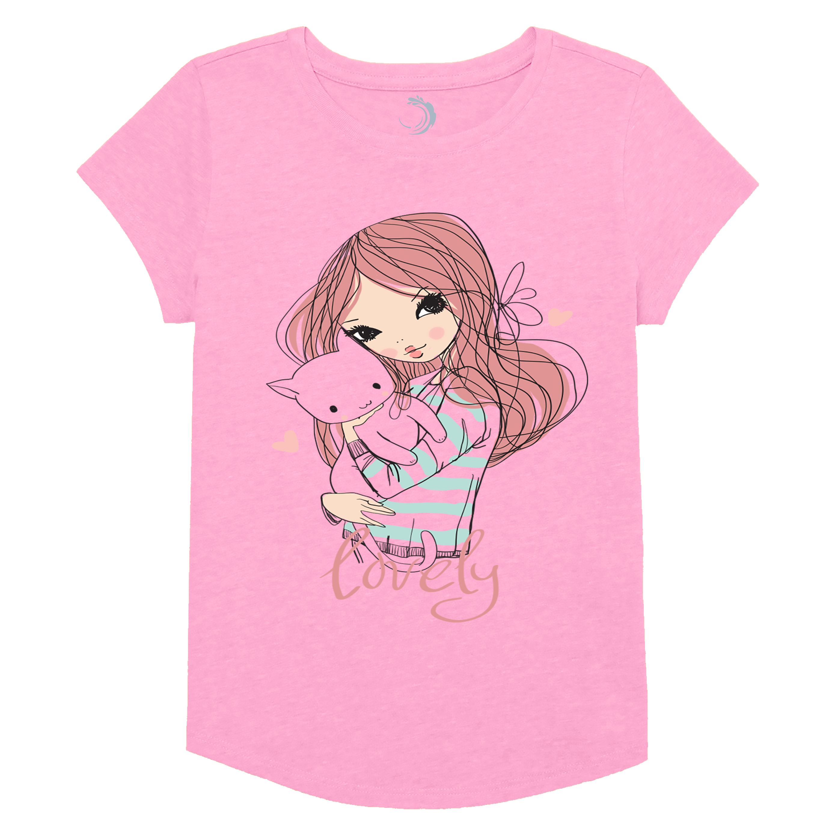 Buy pink Lovely Girls Short Sleeve T-Shirt