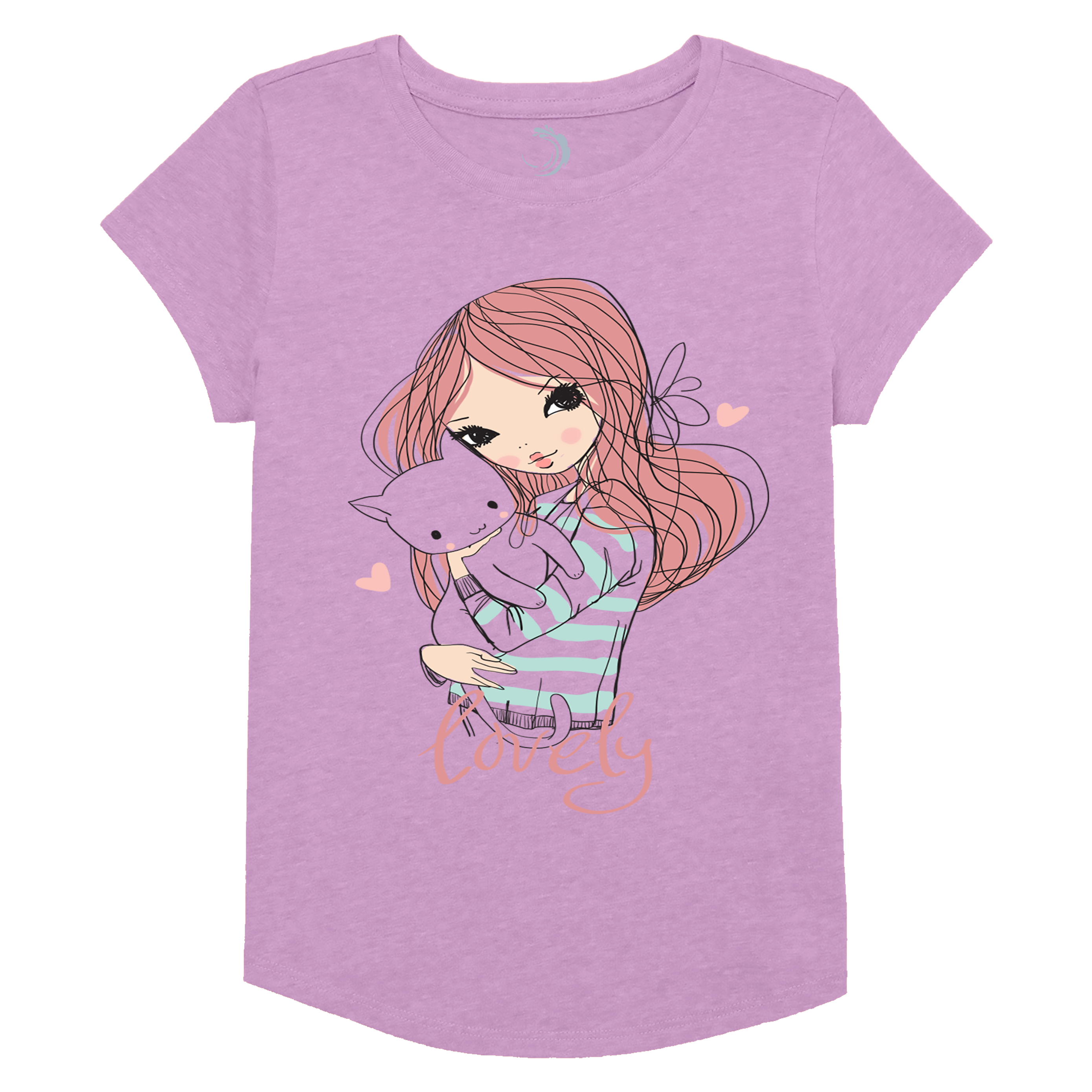 Buy purple Lovely Girls Short Sleeve T-Shirt