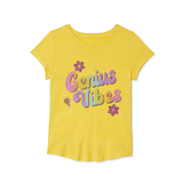 Buy yellow Genius Vibes Girls Short Sleeve T-Shirt