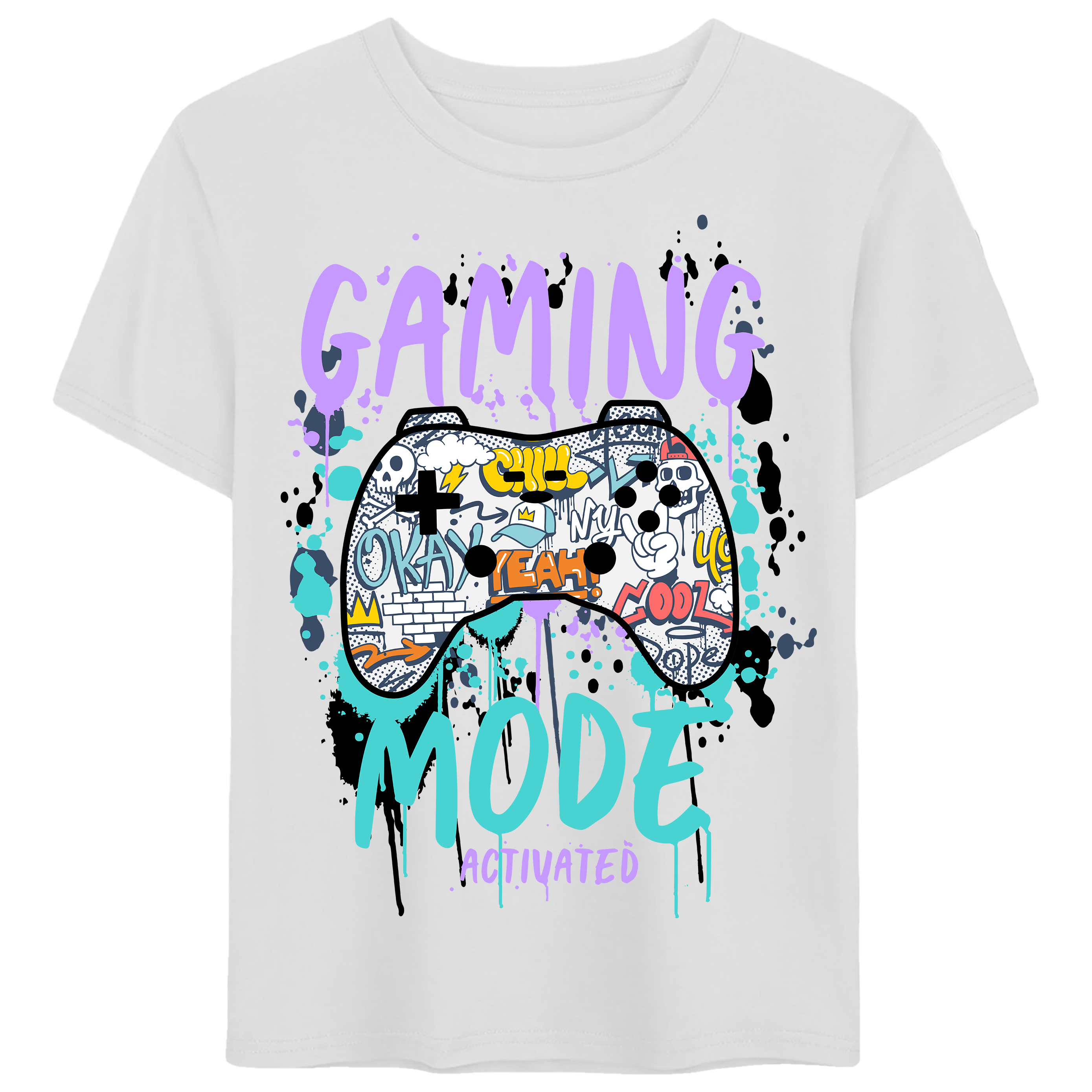 Buy white Gaming Mode Activated Graphic Tee