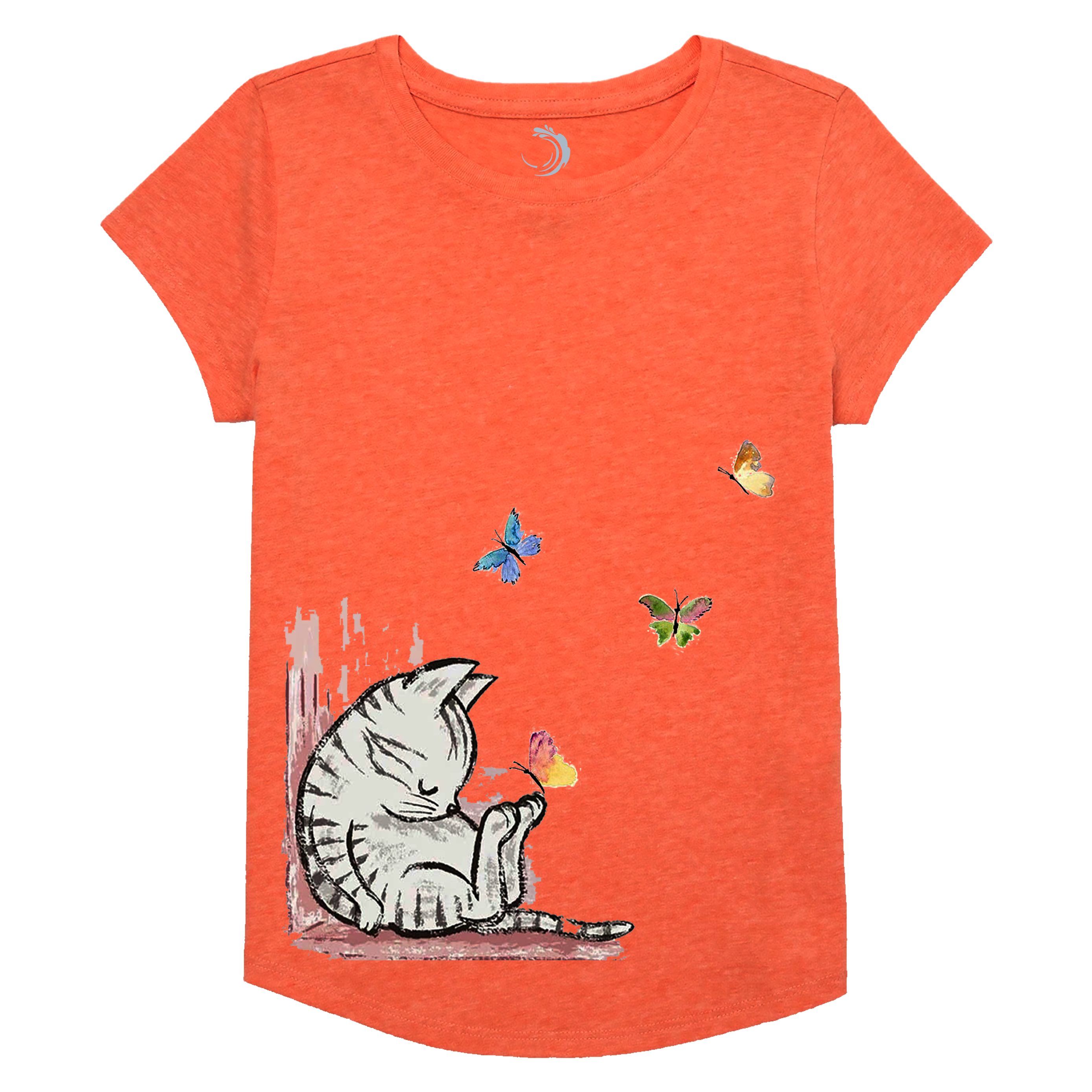 Buy orange Sleeping Kitty Girls Short Sleeve T-Shirt