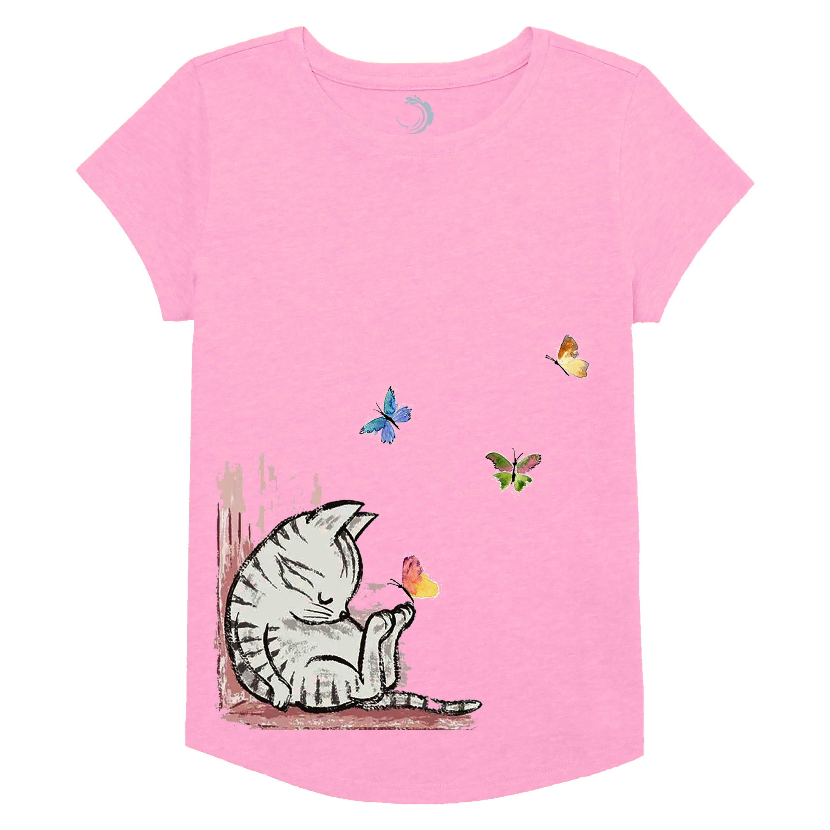 Buy pink Sleeping Kitty Girls Short Sleeve T-Shirt