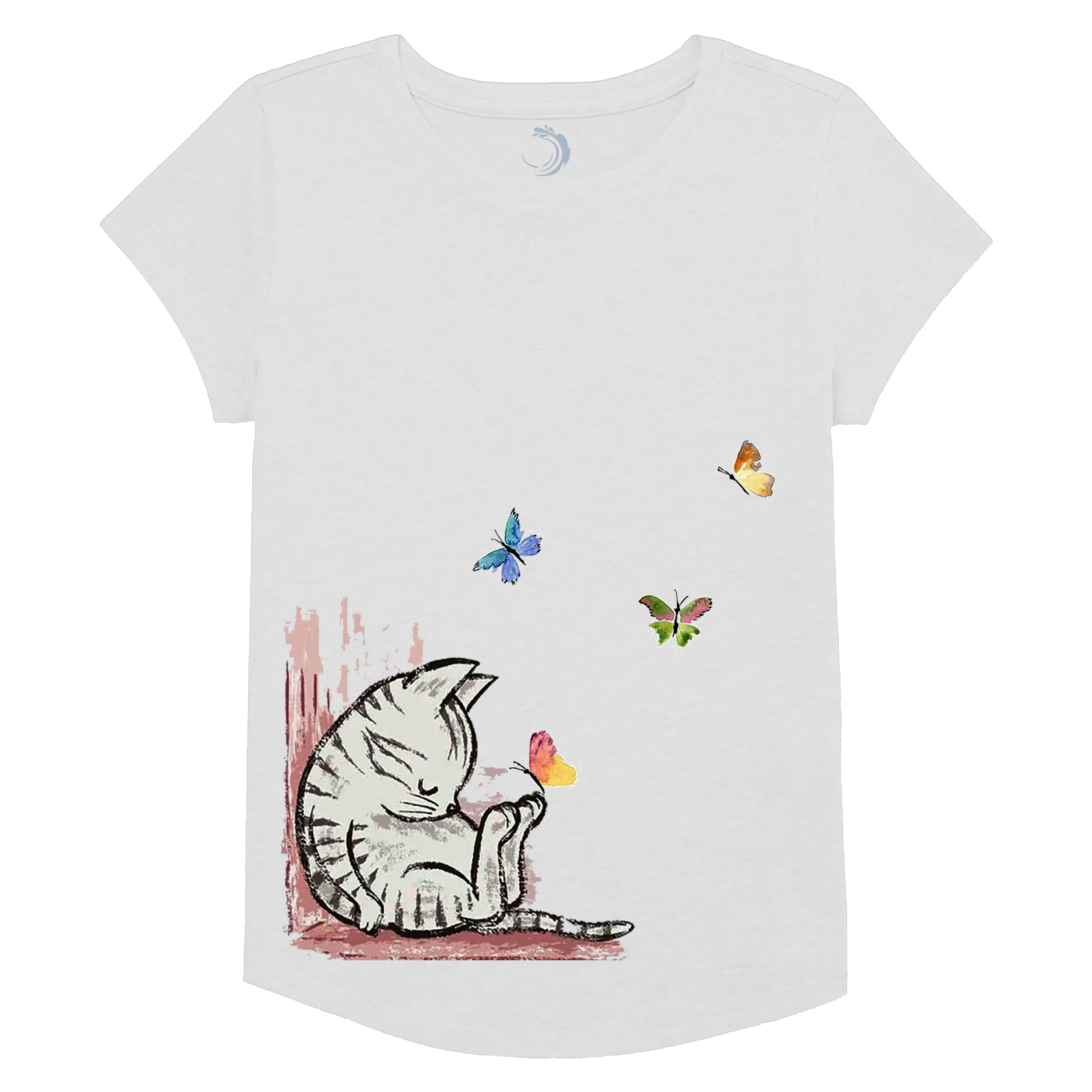 Buy white Sleeping Kitty Girls Short Sleeve T-Shirt